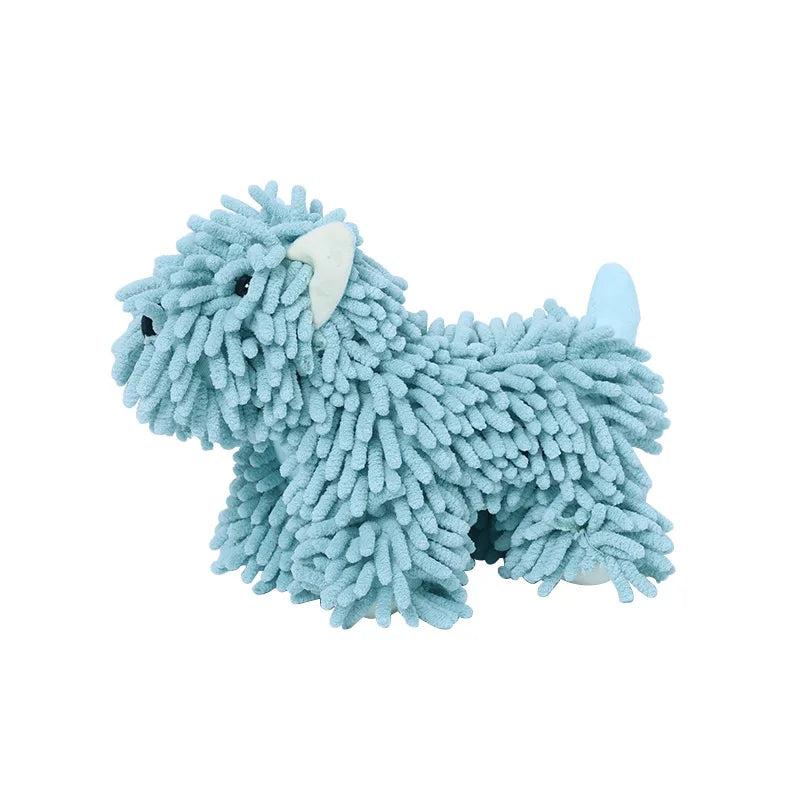 essuie-main-chien-chenille-bleu